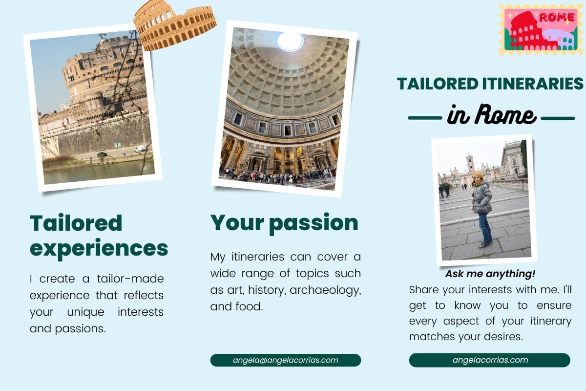 Image: What I offer in my custom Rome itineraries. Angela Corrias travel designer.
